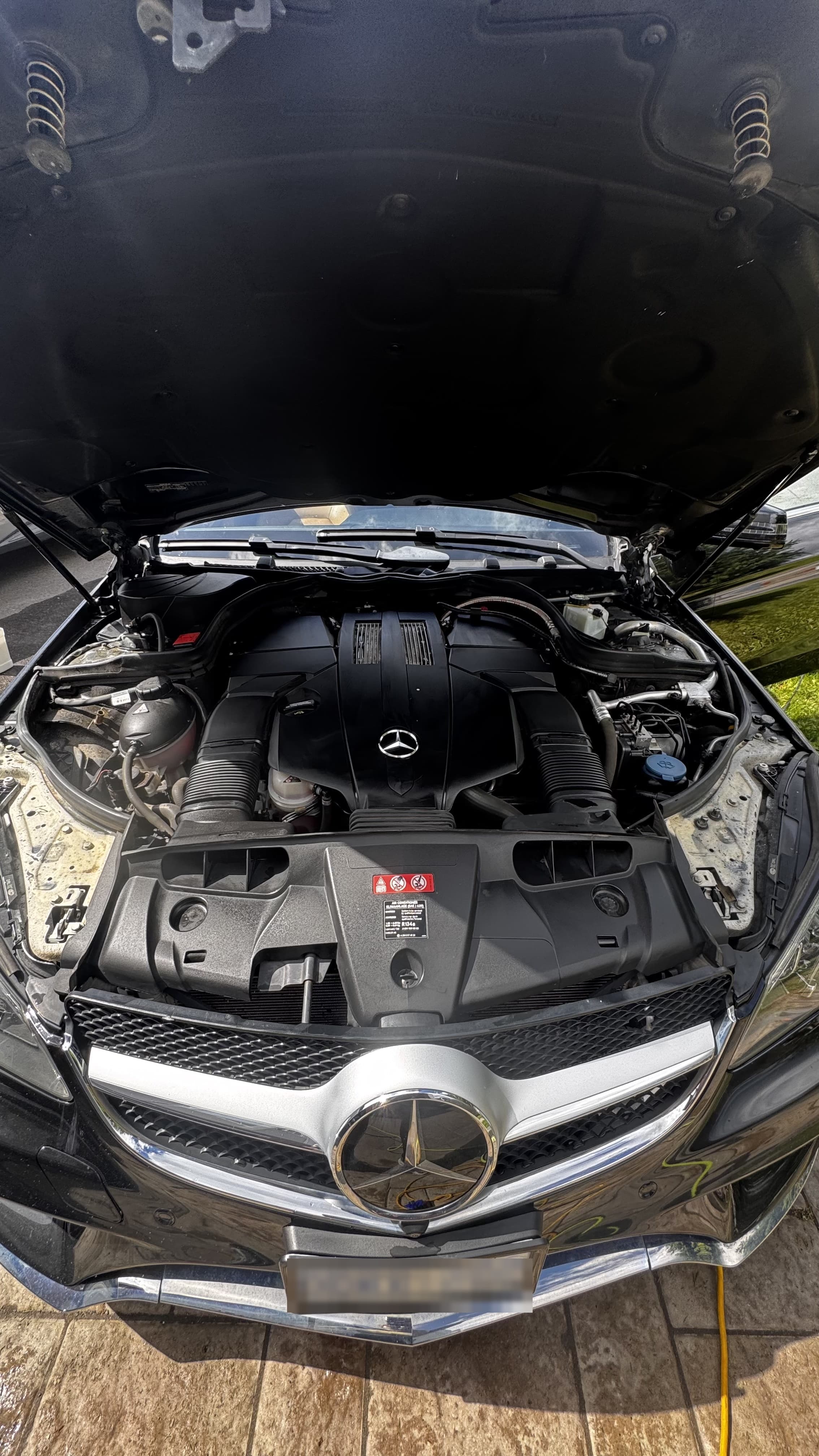 Mercedes engine bay detailed