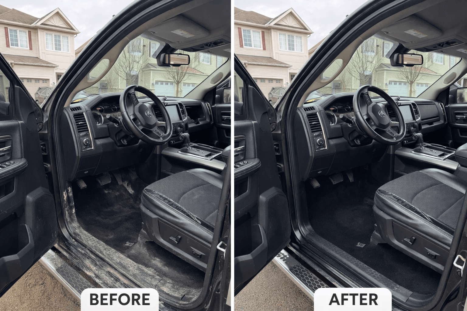 Ram truck interior before and after detail