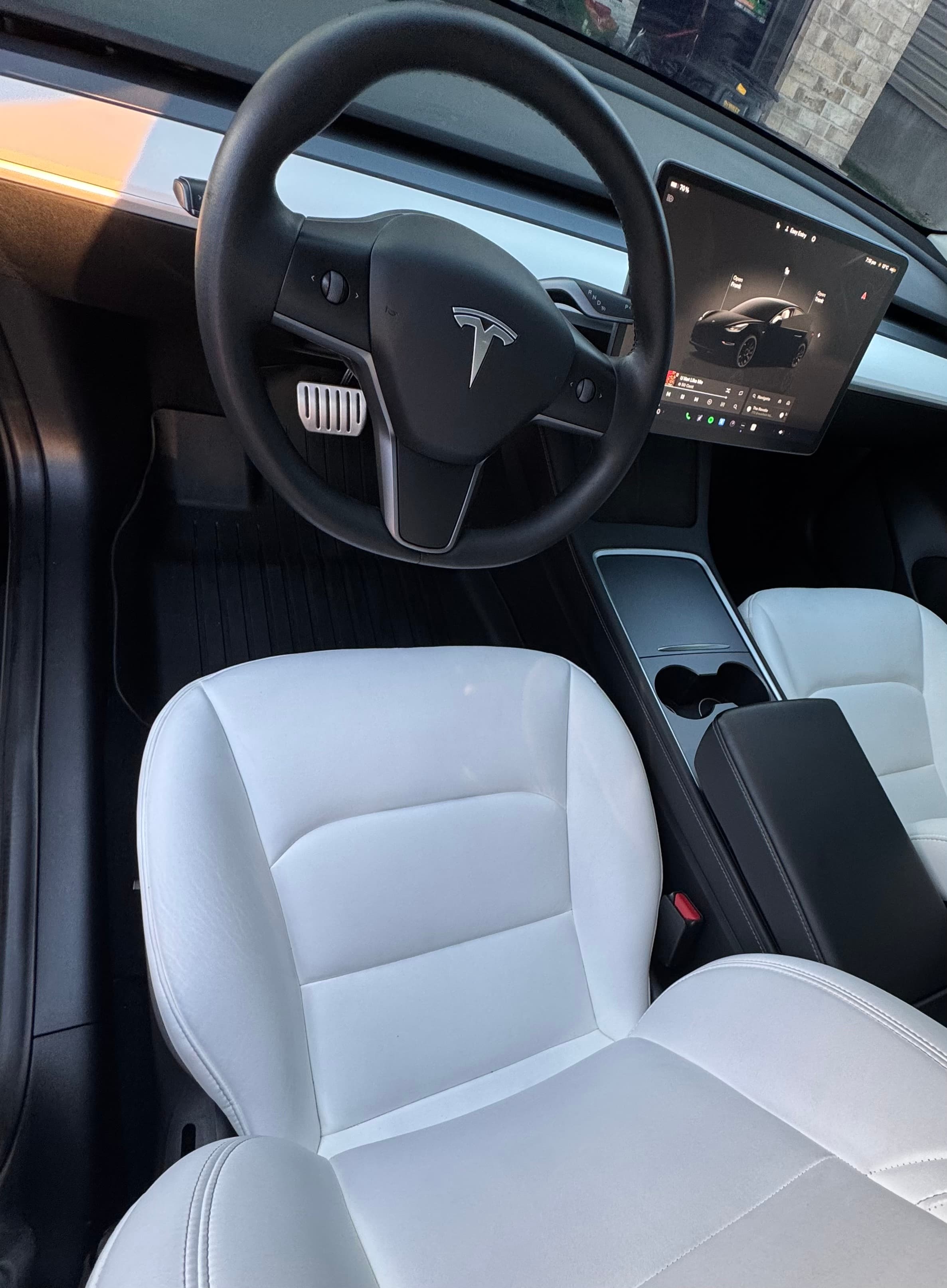 Tesla Model 3 white leather interior
